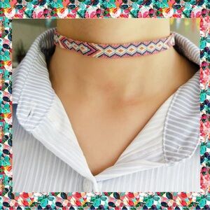 Colorful Tribal Woven Choker Necklace Jewelry Boho Southwestern Bohemian NEW